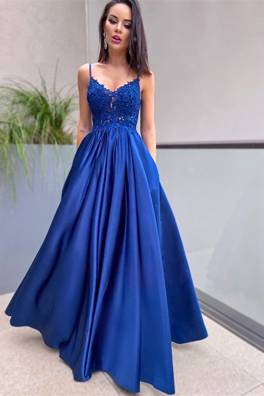 Lace Applique Prom Dress with Elegant Pockets