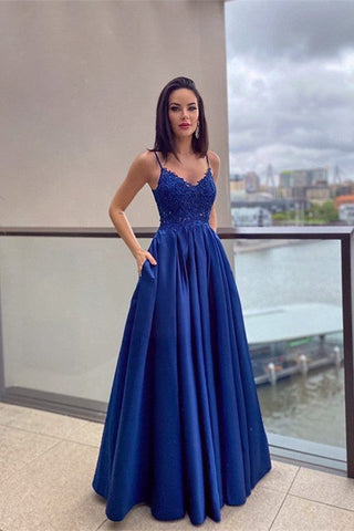 Lace Applique Prom Dress with Elegant Pockets
