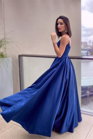 Lace Applique Prom Dress with Elegant Pockets
