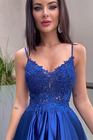 Lace Applique Prom Dress with Elegant Pockets
