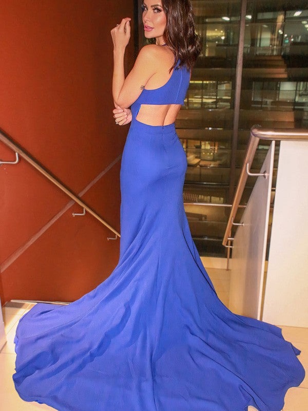 Halter Neck Mermaid Prom Gown with Daring Slit
