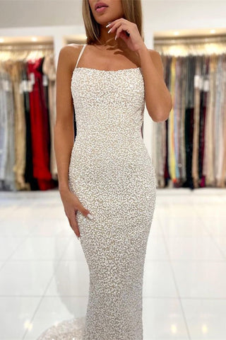 Mermaid Sequins Prom Dress with Open Back