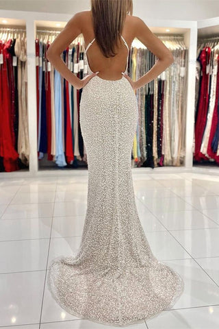 Mermaid Sequins Prom Dress with Open Back