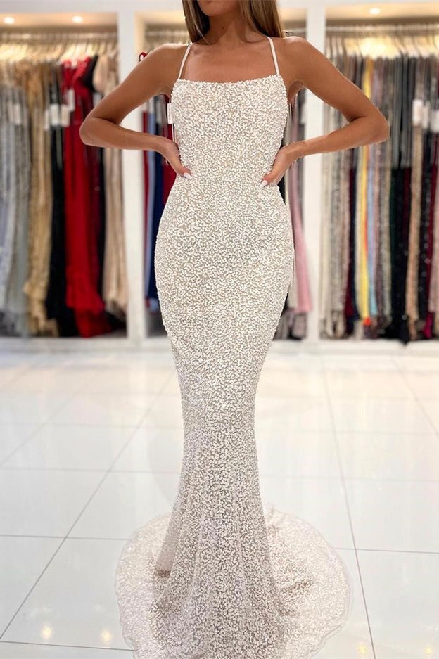 Mermaid Sequins Prom Dress with Open Back