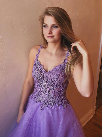 Open Back V Neck Lace Long Prom, Formal, Evening Dress