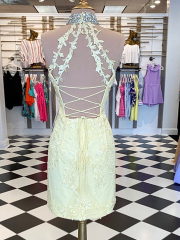 Short Backless Lace Prom Dresses,  Formal Homecoming Dresses