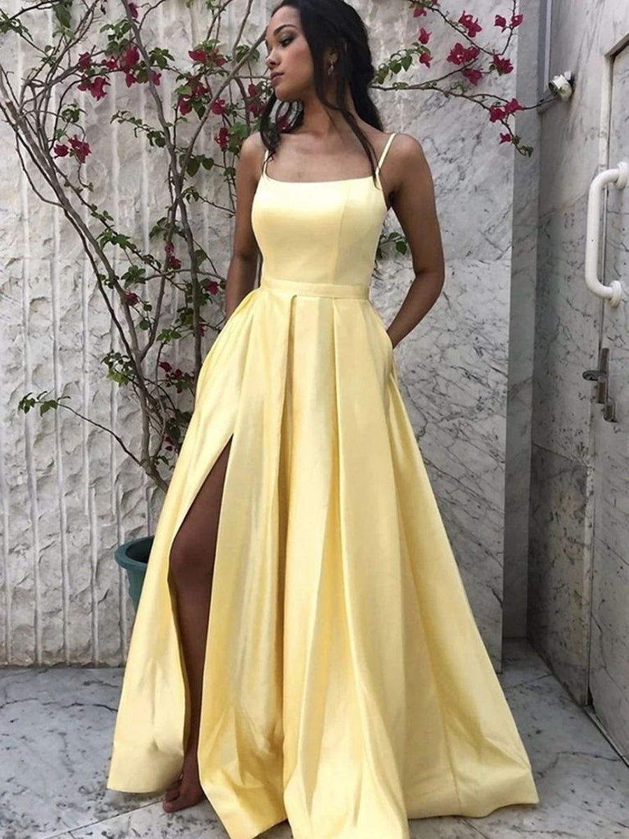 A Line Spaghetti Straps Long  Prom,Formal Graduation Evening Dresses