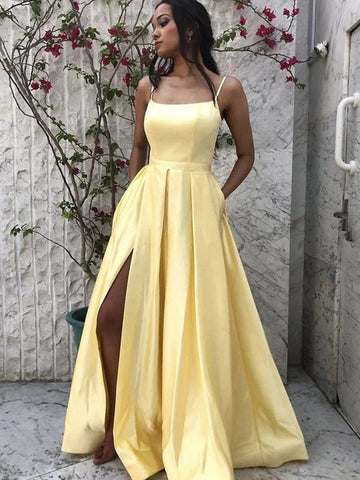A Line Spaghetti Straps Long  Prom,Formal Graduation Evening Dresses