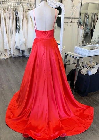 Simple A Line V Neck Backless Long Prom,  Formal, Evening