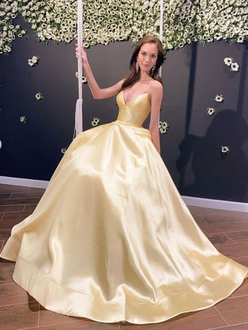 A Line Backless V Neck  Long Prom, Formal,Evening Dresses