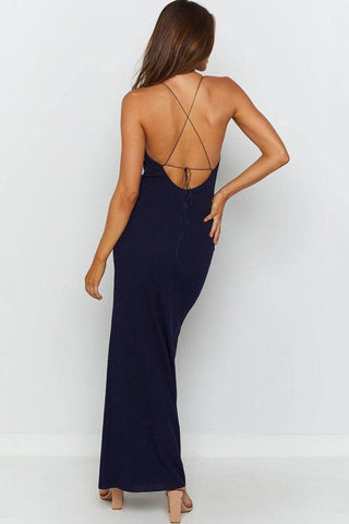 Simple Satin Spaghetti Straps Prom Dress with Split Evening Dress