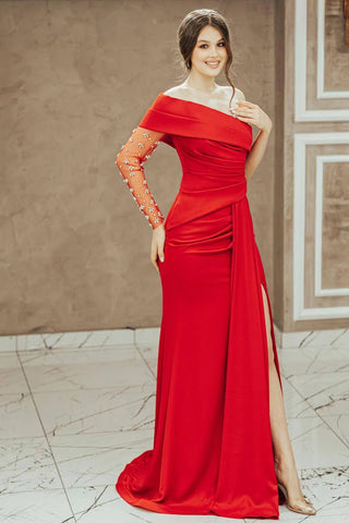 One-Shoulder Mermaid Prom Gown with Dazzling Bead Embellishments
