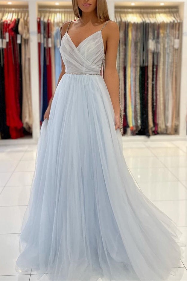 Long Tulle Prom Dress With Beads