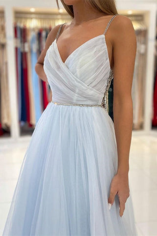 Long Tulle Prom Dress With Beads
