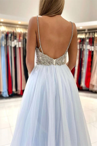 Long Tulle Prom Dress With Beads