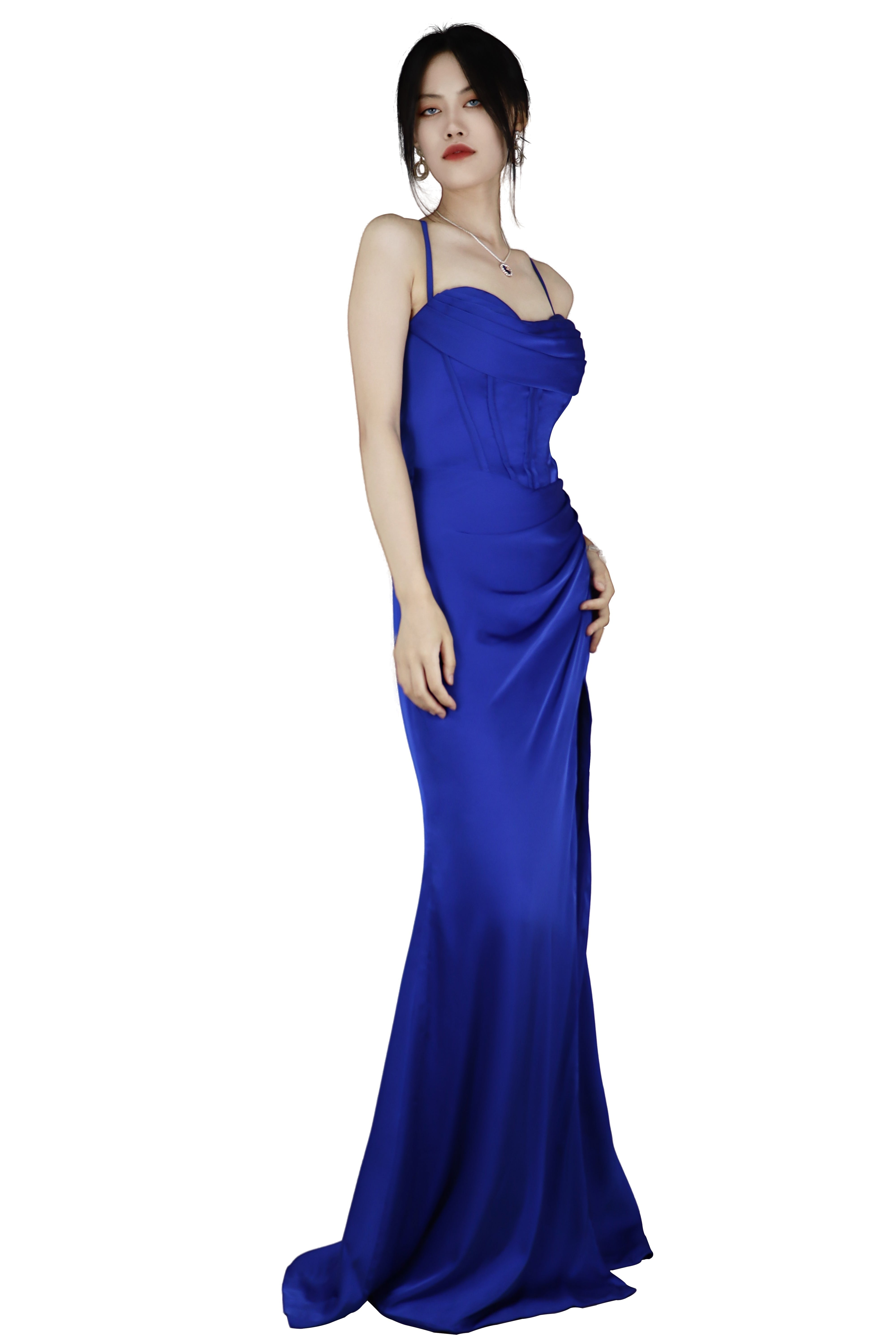 Long Spaghetti Strap  Prom Dress With Slit