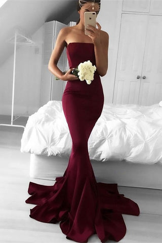 Mermaid Strapless Evening Prom Dress