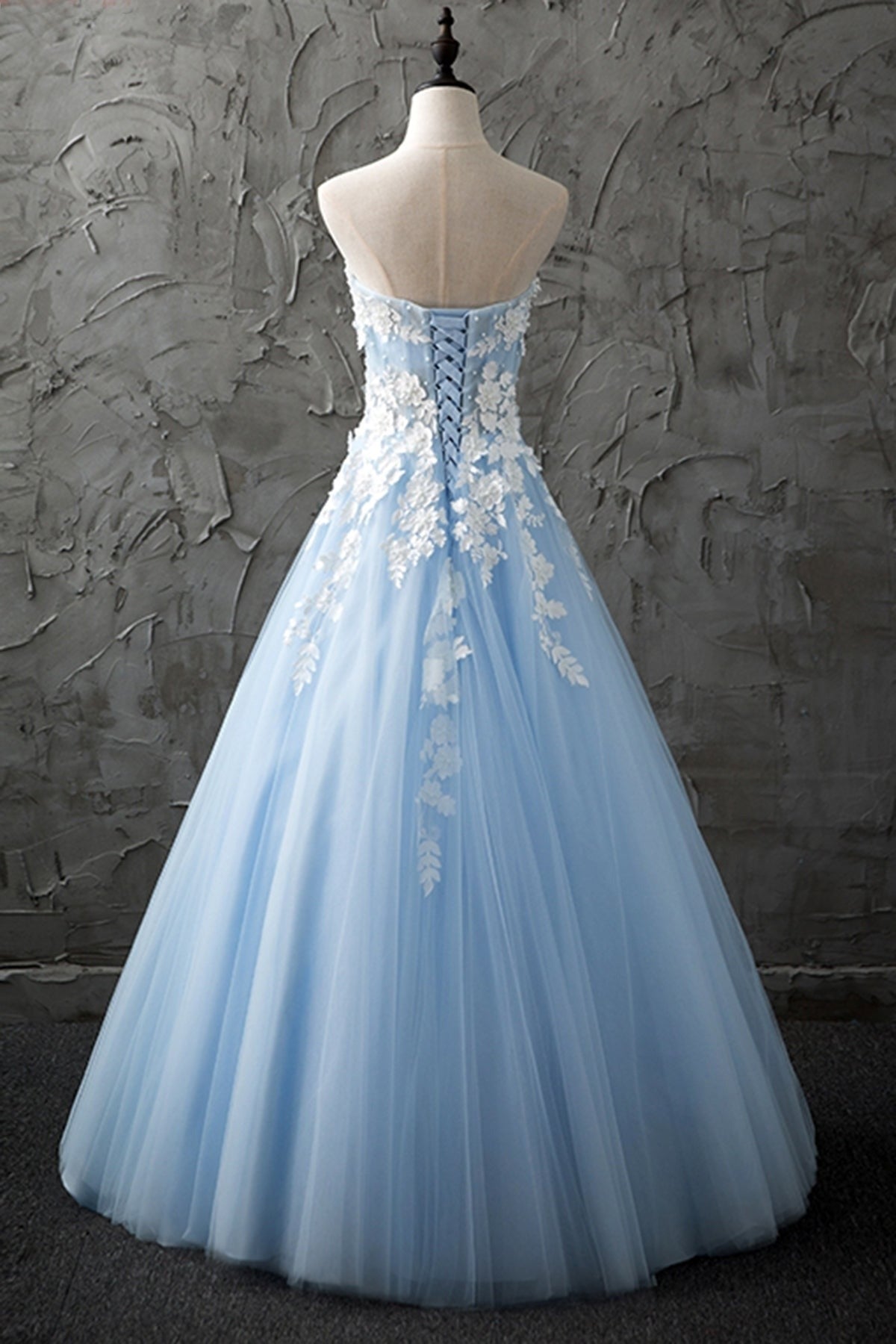 Sweetheart Neck Strapless  Lace Prom Dresses, Open Back Formal Graduation Evening Dresses