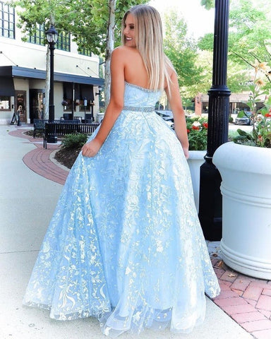 Stunning Beaded Tulle Strapless Prom Dress with Appliqued ,Evening Dress
