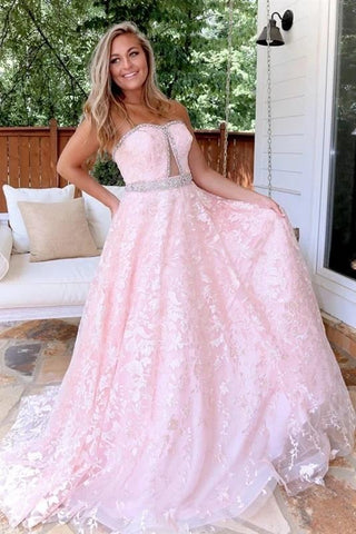 Stunning Beaded Tulle Strapless Prom Dress with Appliqued ,Evening Dress