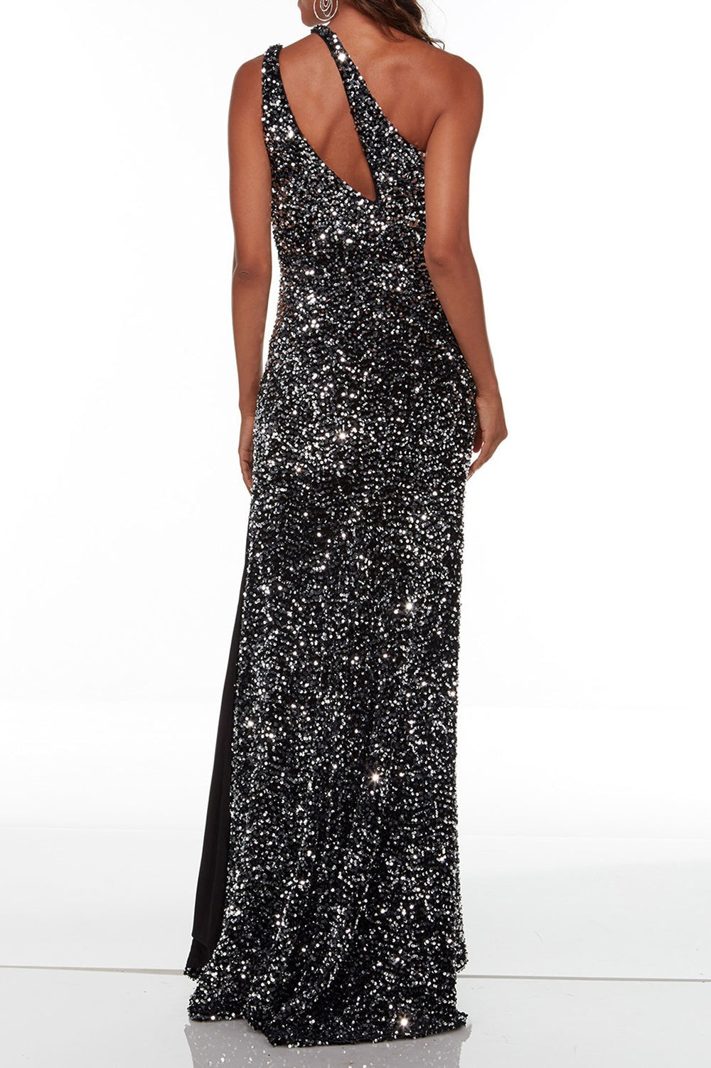 Stylish one-shoulder Floor-Length Sleeveless Prom Dress With Sequins