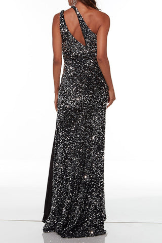 Stylish one-shoulder Floor-Length Sleeveless Prom Dress With Sequins