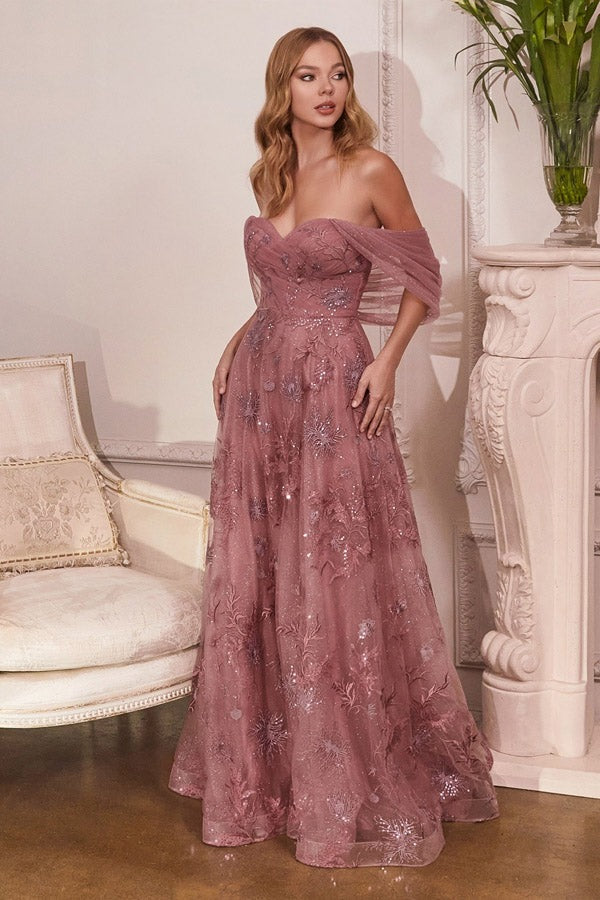 Long Sweeteart Off The Shoulder Tulle  Prom Dresses With Appliques