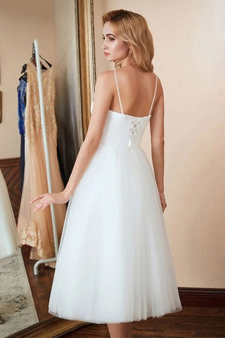 Sweetheart Tea Length Tulle Prom Dress Graduation Dress