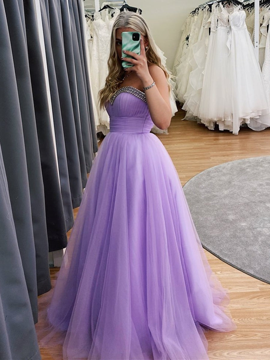 Sweetheart Neck Beaded Long  Prom,Formal, Evening Dresses