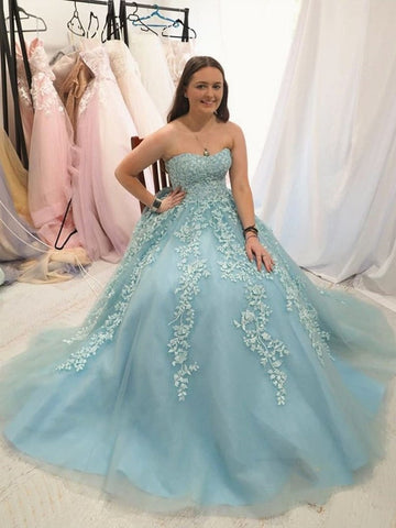 Sweetheart Neck Strapless  Lace Long Prom, Formal Graduation Evening Dresses