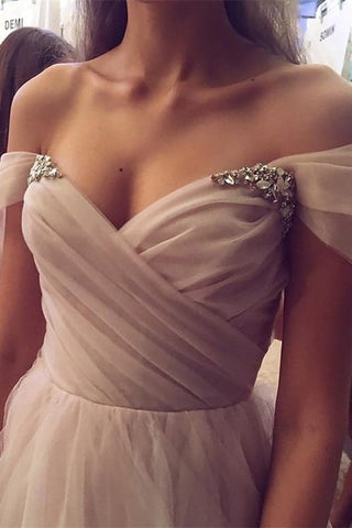 Off-the-Shoulder Tulle Enchantment  Prom Gown
