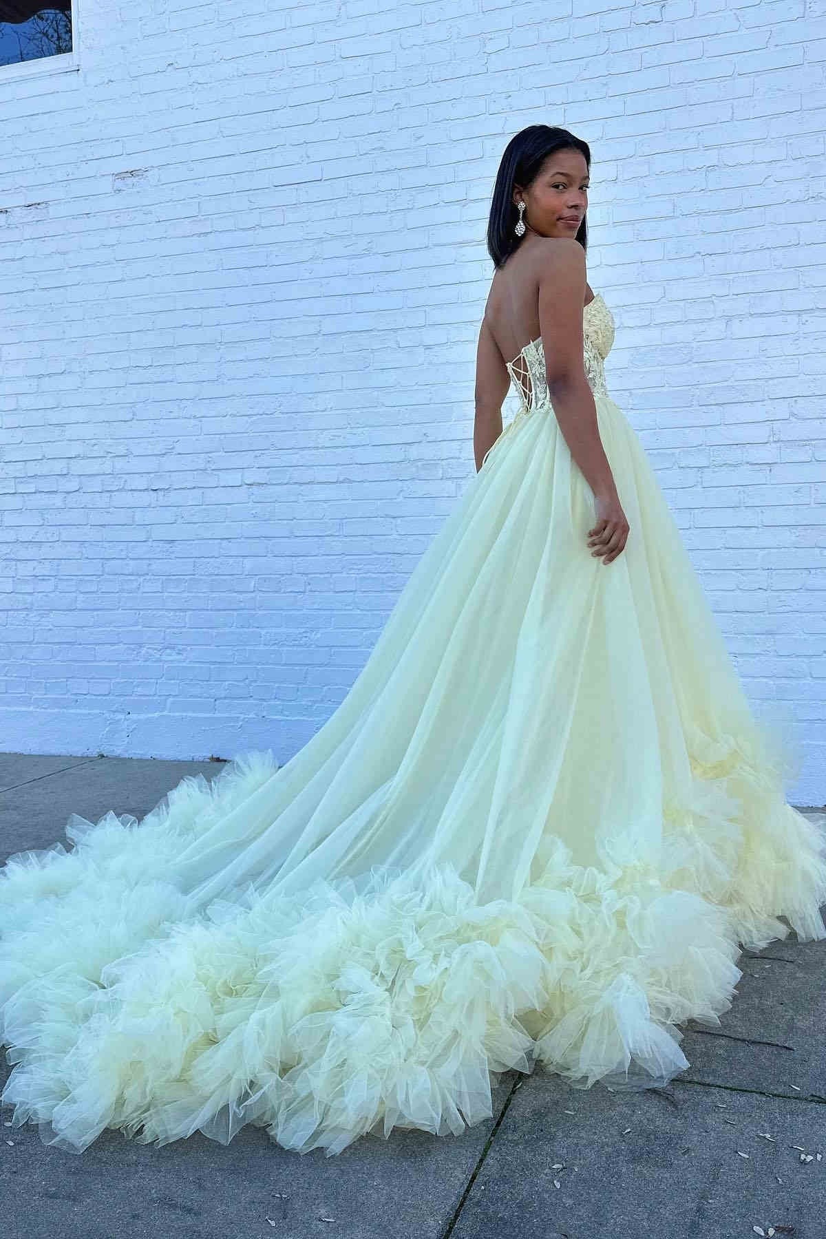 A-Line Sweetheart Corset Ruffle Prom Dress