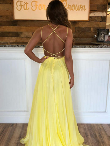 A Line Backless Sequins Chiffon Long Prom Dresses