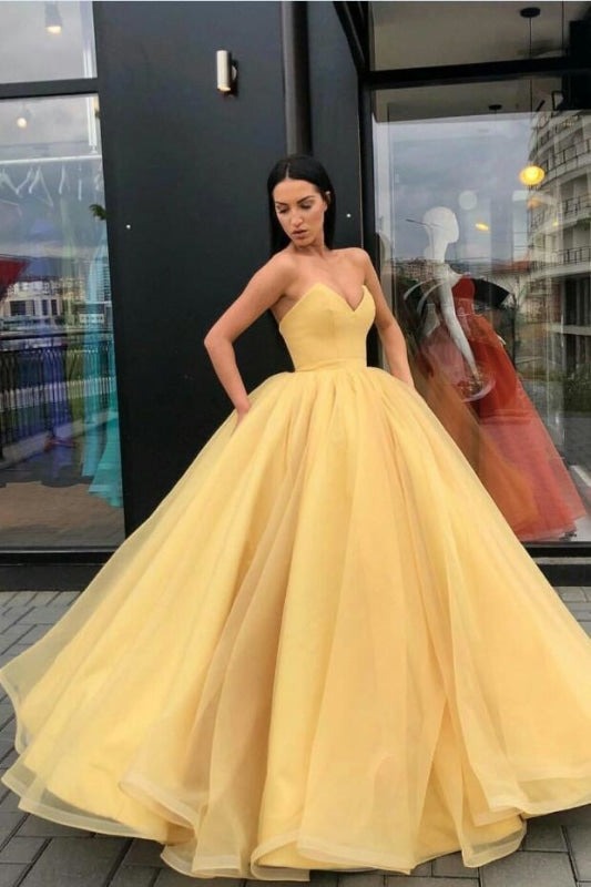 Ball Gown Sweetheart Floor Length Tulle Prom Dress