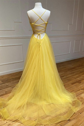 Spaghetti-Straps Prom Dress with String Back