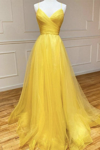 Spaghetti-Straps Prom Dress with String Back